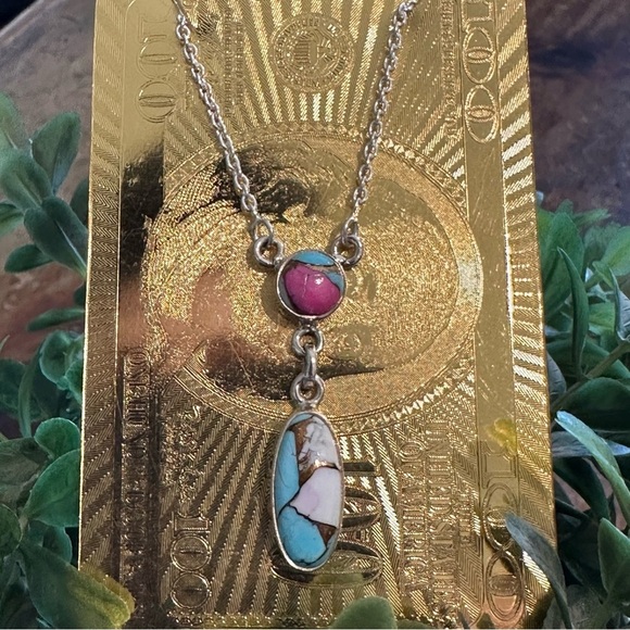 SOLD ON FB New Cotton Candy 16” to 18” Turquoise Necklace - Picture 2 of 8